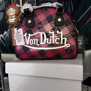 Von Dutch Red and Black Bowling Bag